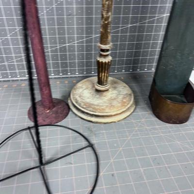 (4 pieces of Tall Things: Hand Stand, Candle Stick, Match Holder