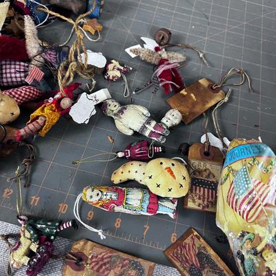 Antique Toy Trunk with Antique Folk Art Ornaments - Fun collection 