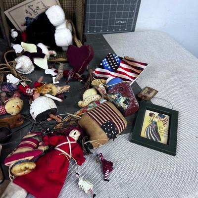 Antique Toy Trunk with Antique Folk Art Ornaments - Fun collection 