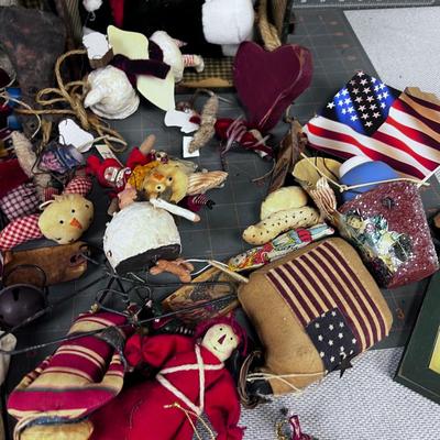 Antique Toy Trunk with Antique Folk Art Ornaments - Fun collection 