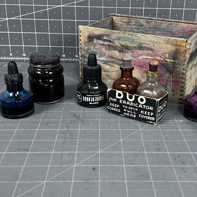 Antique Glass Ink Bottles 