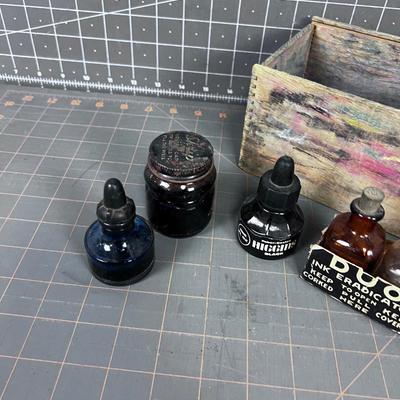 Antique Glass Ink Bottles 