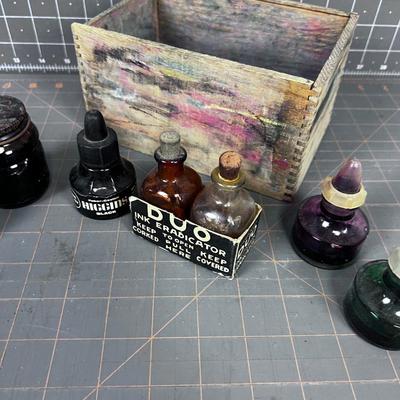Antique Glass Ink Bottles 