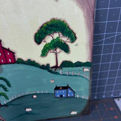 Folk Art Farm Painting. 