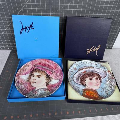 Collector Plates Hibel (2)  Boy Todd  & Girl with Hat