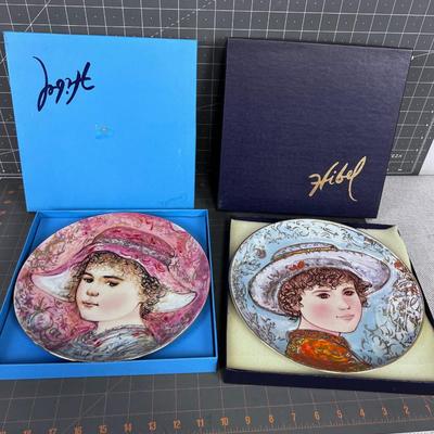 Collector Plates Hibel (2)  Boy Todd  & Girl with Hat
