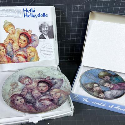 (2) Edna Hibel Plates Women with Children's 