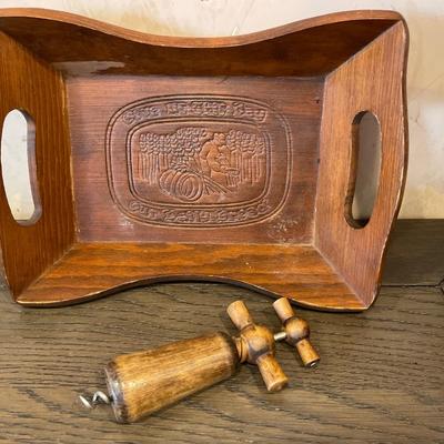 Vintage double action wooden cork screw