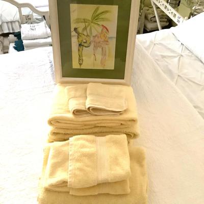 442 Yellow Kassa Design & Biltmore Towels with Pencil Sketch Asian Dancers