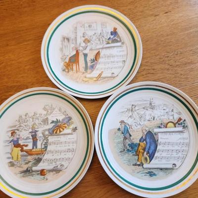 Set of 3 French Music-Themed Plates