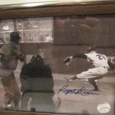 Framed Vintage Framed Baseball Photograph- Signed Ryne Duren- Approx 11 1/2