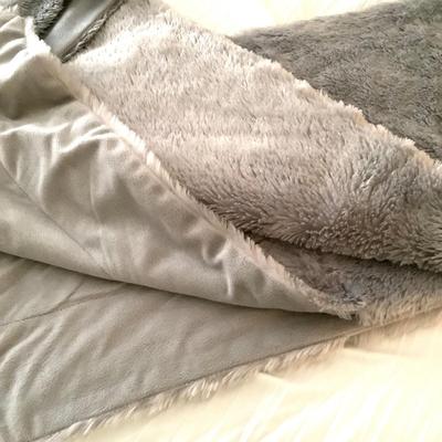 448 Three piece Microfiber Comforter Set with Gray Throw