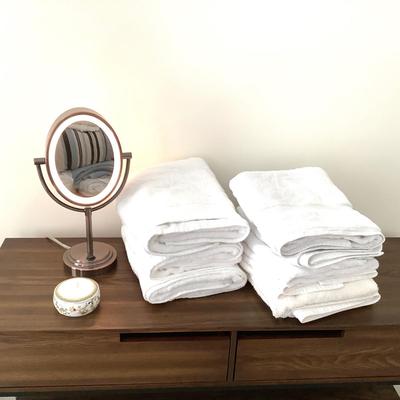 450 Set of Nate Berkus Towels, Light Up Mirror, with Wedgwood Dish