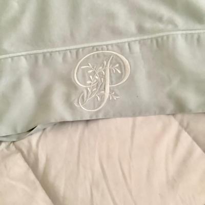 455 Queen Cotton Blue Pottery Barn Monogrammed "P" Sheet Set with Comforter