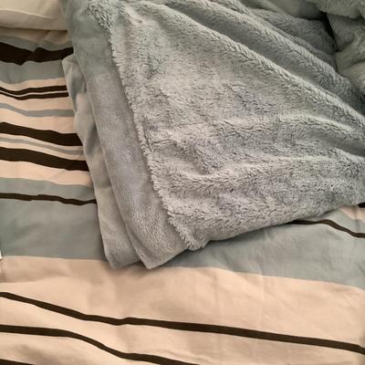 456 Large Blue and Brown Twin Duvet and Sheet Assortment