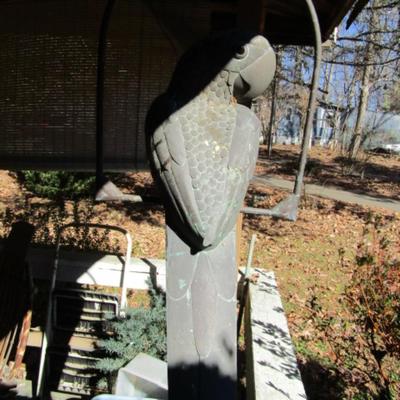 Metal Parrot on Hanging Perch- Approx 34