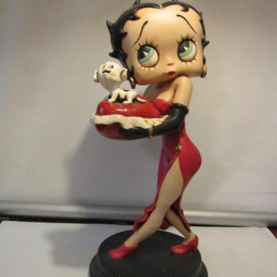 Betty Boop with Bimbo the Dog on Heart Shaped Bowl Statue- Approx 22