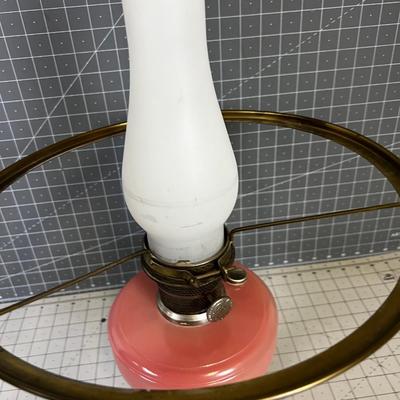 BEAUTIFUL Antique Glass Kerosene Lamp Aladdin, Hand Painted Shade!