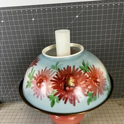 BEAUTIFUL Antique Glass Kerosene Lamp Aladdin, Hand Painted Shade!