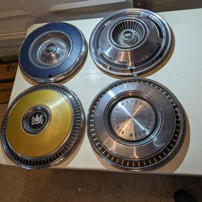 Very Cool Set of 4 Vintage Hubcaps, Various Mercury's, Rare Ford Galaxy