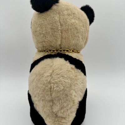 Vintage Wool China Plush Panda Bear Gold Chain