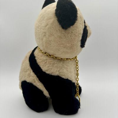 Vintage Wool China Plush Panda Bear Gold Chain