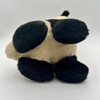 Vintage Wool China Plush Panda Bear Gold Chain