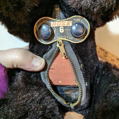 1950's RADIO Ross Poodle Dog Stuffed Animal Toy Vintage Transistor