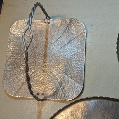 3 Vintage Hammered Aluminum Platters