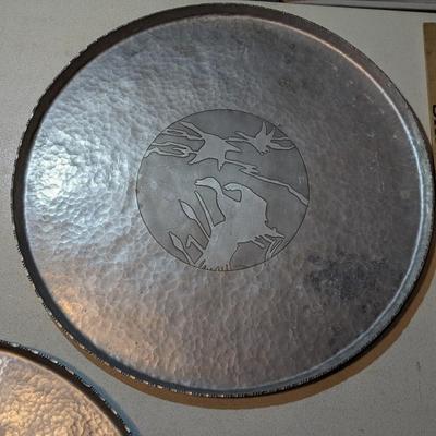 3 Vintage Hammered Aluminum Platters