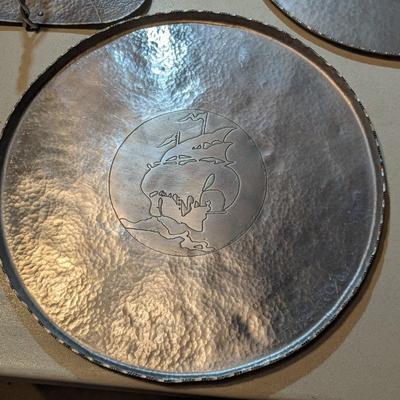 3 Vintage Hammered Aluminum Platters