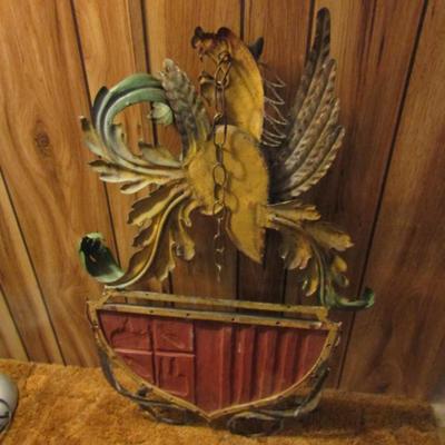 Metal Coat of Arms Hanging Wall Art- Approx 33
