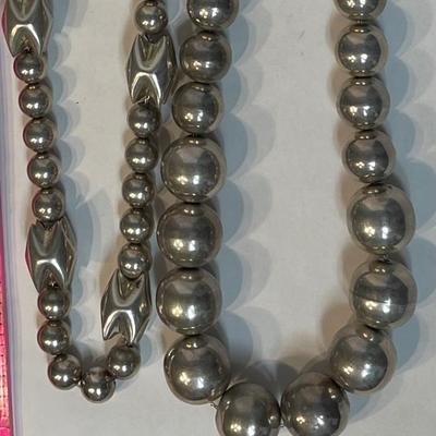 lot of 2 Sterling Silver Beaded Necklaces