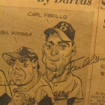 Autographed 1951 'The Sporting News' Baseball Newspaper Jackie Robinson, Duke Snider, Gil Hodges, and Carl Furillo.