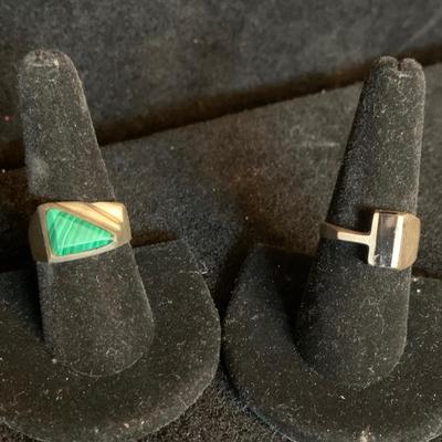 Malachite & Onyx Style Sterling Silver Rings (MB-HS)