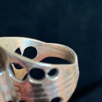 Southwestern Style Sterling Ring & Double Coral Shadowbox Ring (MB-HS)