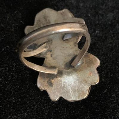 Southwestern Style Sterling Ring & Double Coral Shadowbox Ring (MB-HS)