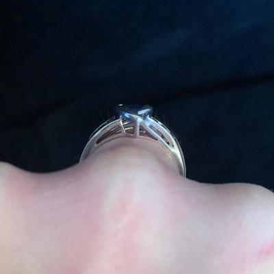 10K White Gold Trillion Cut Sapphire Ring (MB-HS)