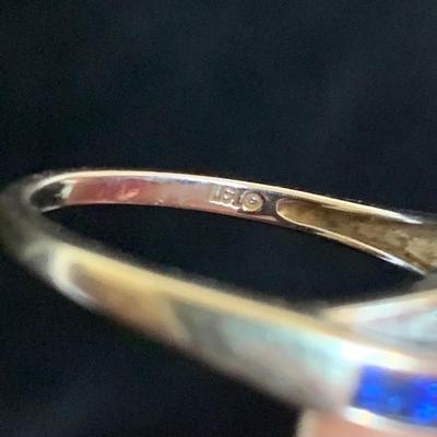 10K White Gold Trillion Cut Sapphire Ring (MB-HS)