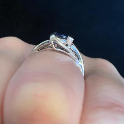 10K White Gold Trillion Cut Sapphire Ring (MB-HS)