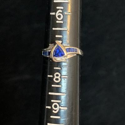10K White Gold Trillion Cut Sapphire Ring (MB-HS)