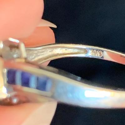 10K White Gold Trillion Cut Sapphire Ring (MB-HS)