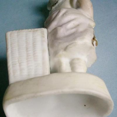 Victorian Figural Match Holder of Girl Holding Fish