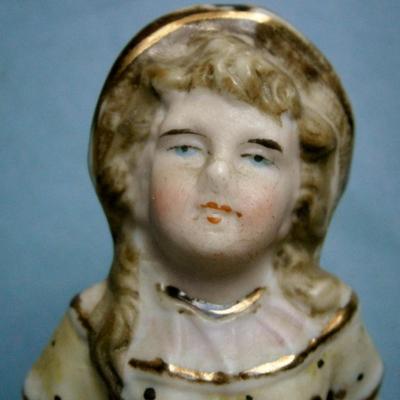 Victorian Figural Match Holder of Girl Holding Fish