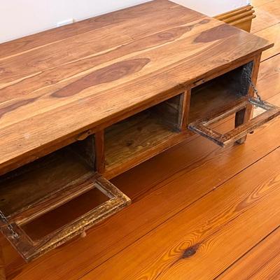 Rustic Solid Wood Coffee Table ~ With Unique Glass Doors ~ *Read Details