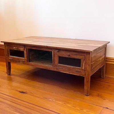Rustic Solid Wood Coffee Table ~ With Unique Glass Doors ~ *Read Details