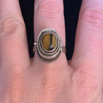 Tiger Eye Poison Ring plus Turquoise, Amber, & Malachite Sterling Jewelry (MB-HS)