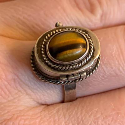 Tiger Eye Poison Ring plus Turquoise, Amber, & Malachite Sterling Jewelry (MB-HS)