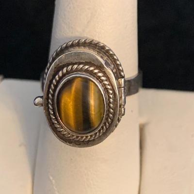 Tiger Eye Poison Ring plus Turquoise, Amber, & Malachite Sterling Jewelry (MB-HS)