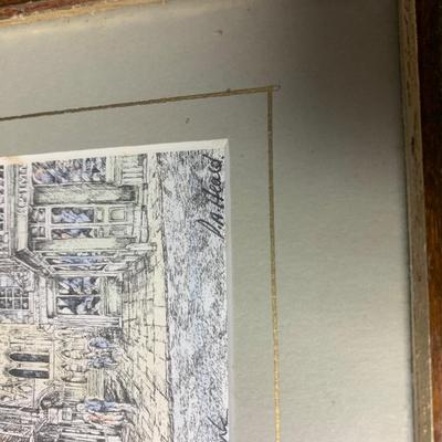 Framed Douglas Heald Watercolor Signed & Palmer Square Princeton NJ